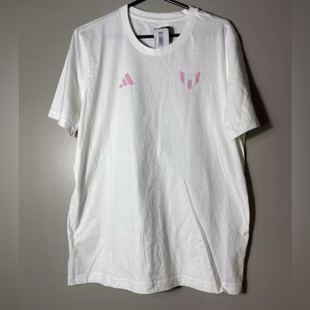 Adidas Inter Miami Messi Men’s T-shirt Cotton Size 2XL White Soccer-MLS Florida